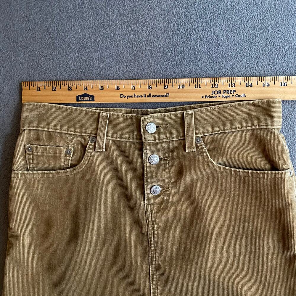 Vintage Y2K 00s Levis Corduroy Skirt Juniors 7 Tan Brown Button Fly Knee Length - Picture 10 of 11